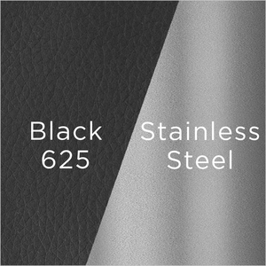 stainless steel and black leather swatch