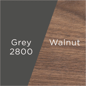 grey leather and walnut wood swatch