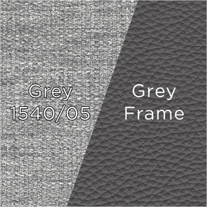 grey fabric with grey leather frame swatch