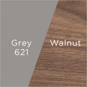 grey leather and walnut wood swatch