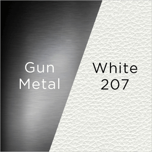 gun metal and white leather swatch