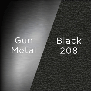 gun metal and black leather swatch