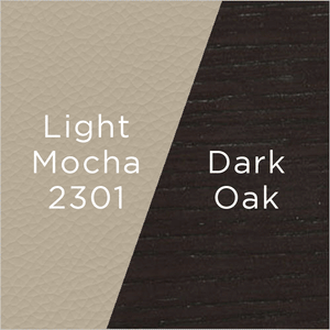 mocha leather and dark oak wood swatch