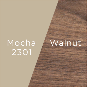 mocha leather and walnut wood swatch