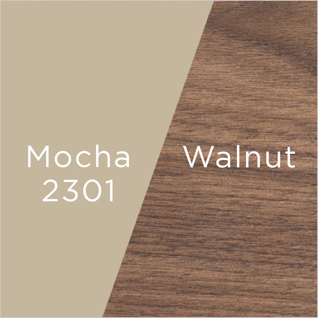 mocha leather and walnut wood swatch