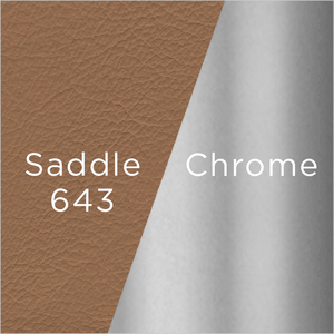 chrome metal and saddle leather swatch