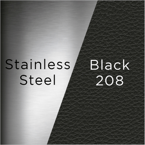 stainless steel and black leather swatch