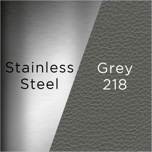 stainless steel and grey leather swatch